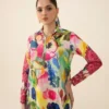 Sapphire Watercolor Bloom – Swiss Ayoudiya Lilen 3PC Unstitched Suit 🎨