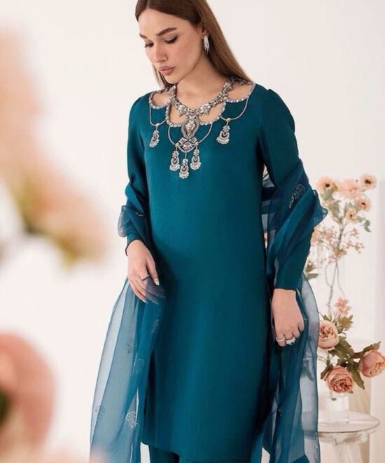 Rabia Zahur | Luxury Pret Wear Collection 2024 – Teal 3-Piece Suit