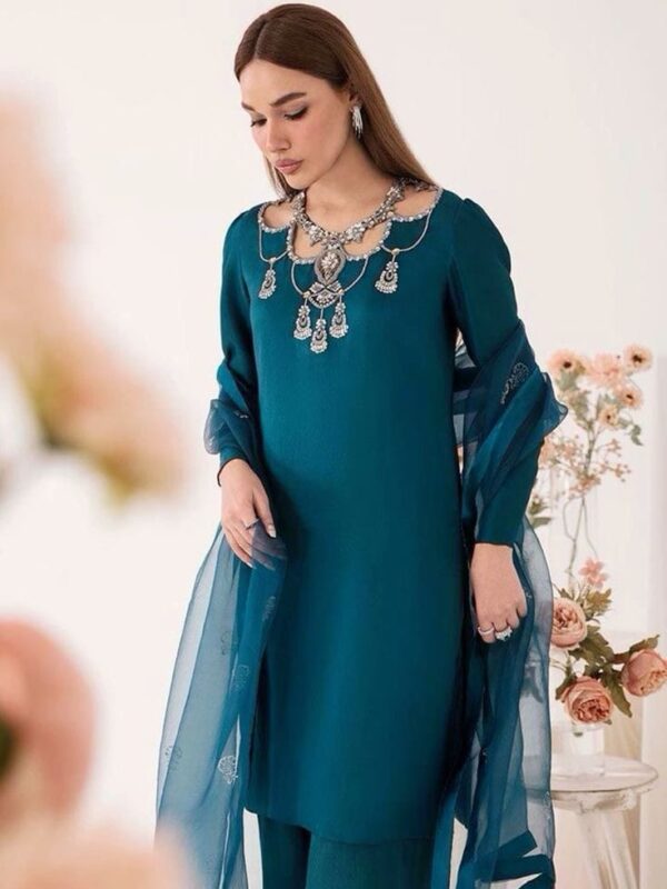 Rabia Zahur | Luxury Pret Wear Collection 2024 – Teal 3-Piece Suit