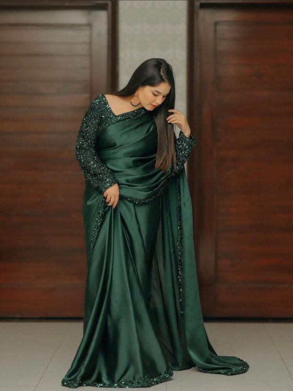 Velvette Luxe | Glam Organza Embellished Saree Suit – Eid & Formal '25