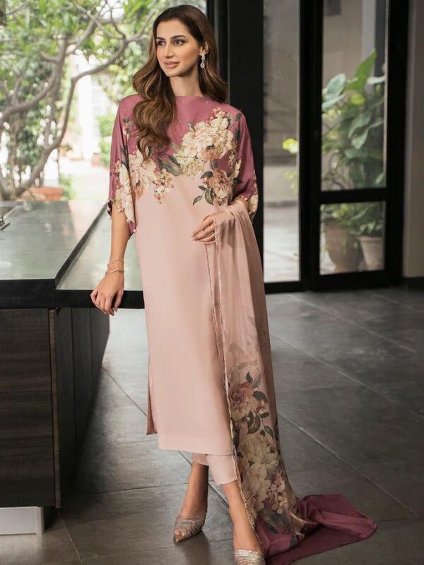 Zahra Luxe – 3PC Digital Printed Self Swiss Jacquard Lawn Suit (Unstitched)